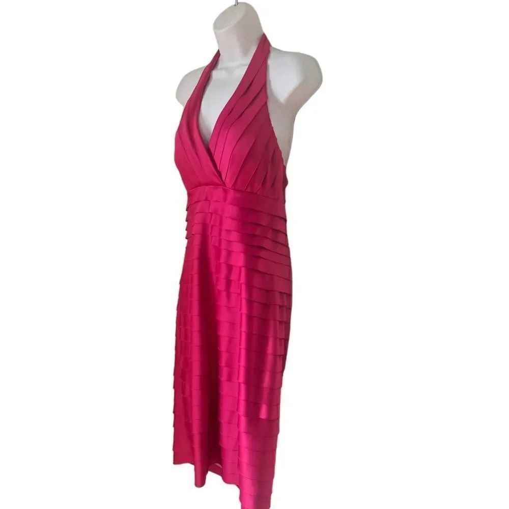 JS Collection Women's Pink Halter Matching Shawl Cocktail Short Tiered Dress 10